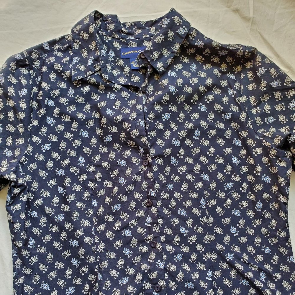 Charter club sz 16 button up short sleeve blouse
